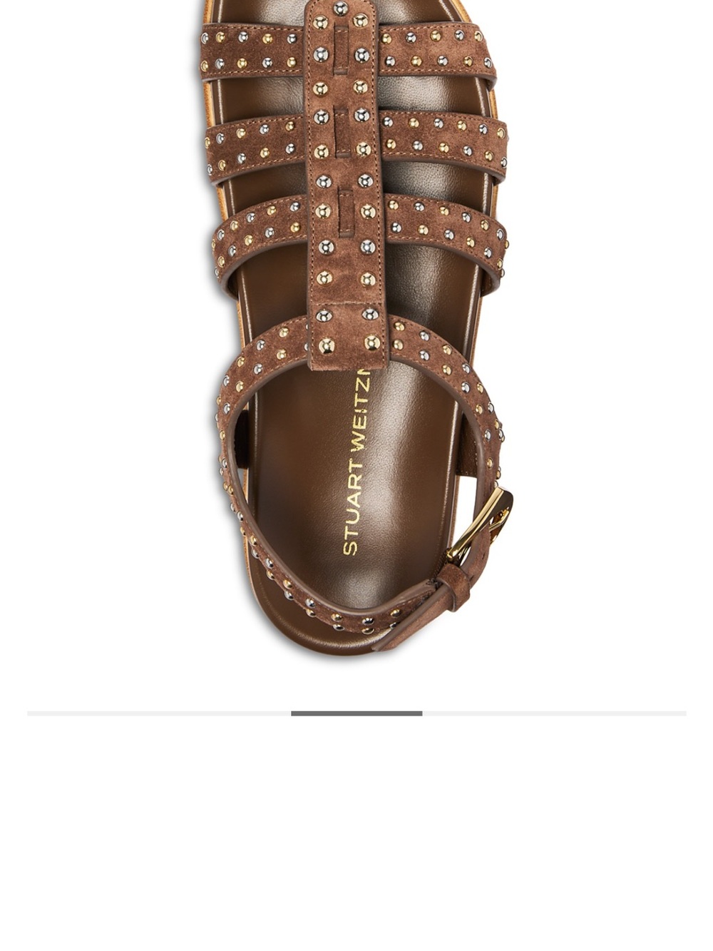 Stuart Weitzman Brown Studded Leather Gladiator Sandal